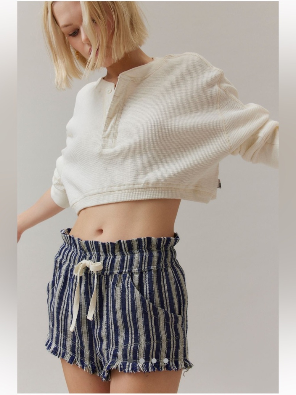 Urban Outfitters Blue/White Striped ‘Frankie Paperbag Micro Short’